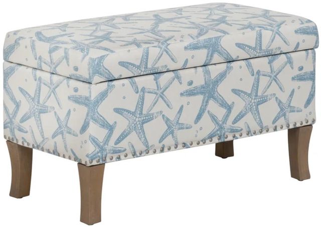 Linon Stephanie Brown/Light Blue Storage Bench-0