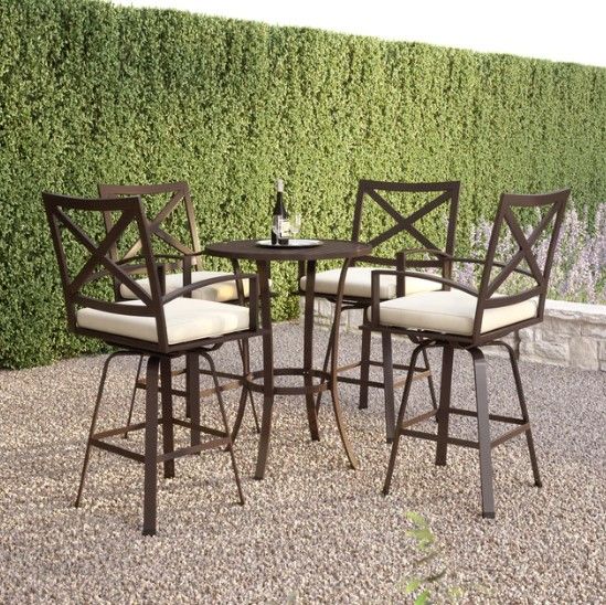 Sunset West La Jolla Espresso Metal Outdoor Pub Table-1