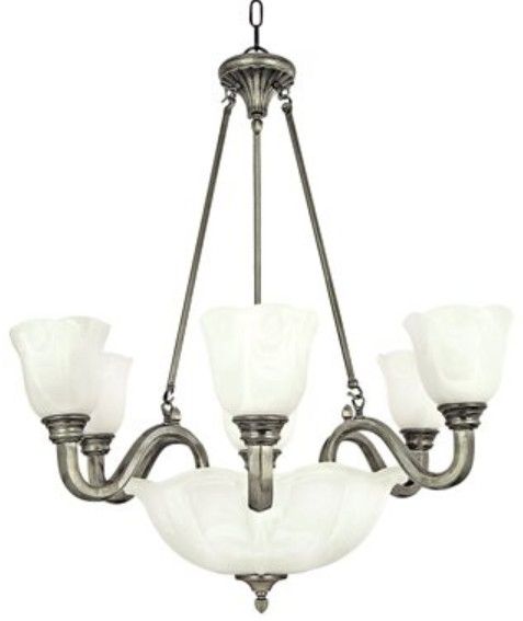 YHD Mahogany Lighting Silver/White Chandelier-0