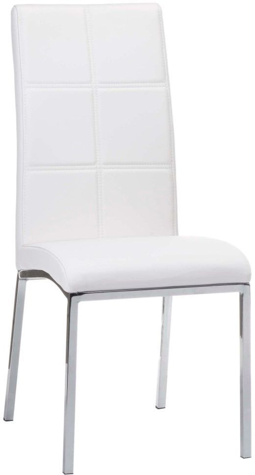 Mazin Furniture Peyton Chrome/White Side Dining Chair-0