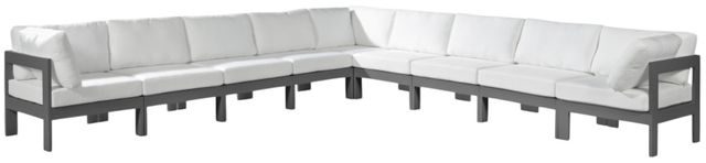 Meridian Furniture Nizuc 9-Piece Dark Gray/White Aluminum/Fabric 150" Outdoor Patio Modular Sectional-0