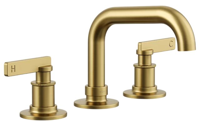 KOHLER® Castia™ Vibrant Brushed Moderne Brass 0.5 GM Widespread Bathroom Sink Faucet-0
