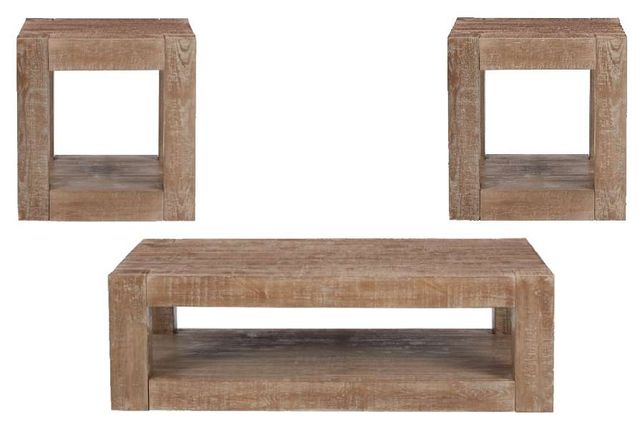 Signature Design by Ashley® Watleigh 3-Piece Distressed Brown Living Room Table Set-0