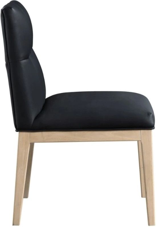Meridian Furniture Adrian Black/Natural Leather Upholstered Dining Side Chair-3