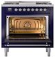 Ilve® Nostalgie II Noblesse 36'' Midnight Blue Pro Style Dual Fuel Range with Chrome Trim-2