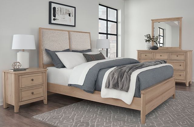 Vaughan-Bassett Woodbridge Clear Maple/Gray King Upholstered Panel Bed-1