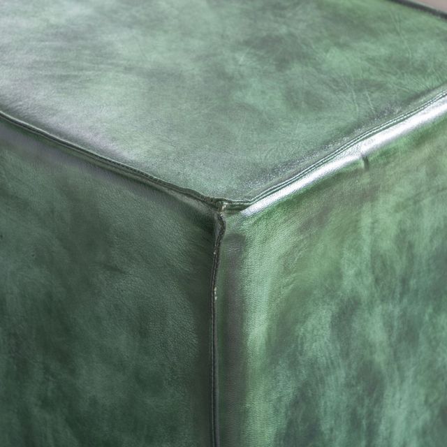Powell® Decter Green Leather Ottoman-3