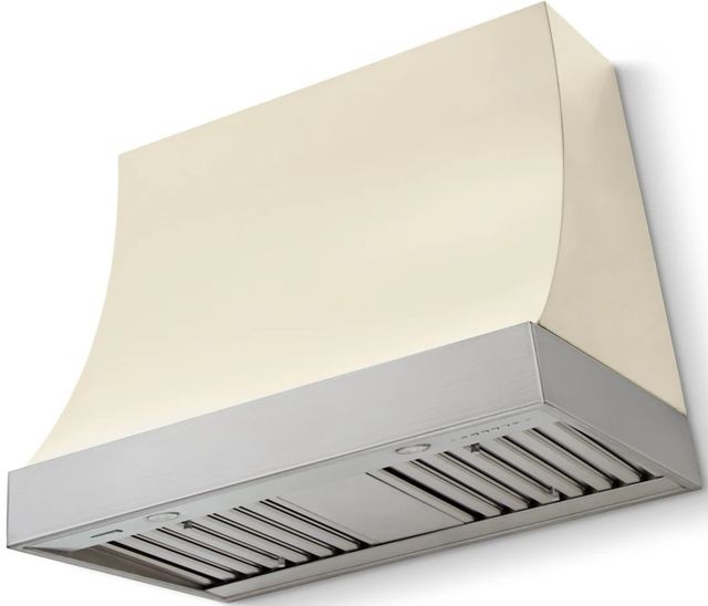 La Cornue CornuFé Marquee 36" Morning Dew Range Hood with Satin Chrome Trim-0