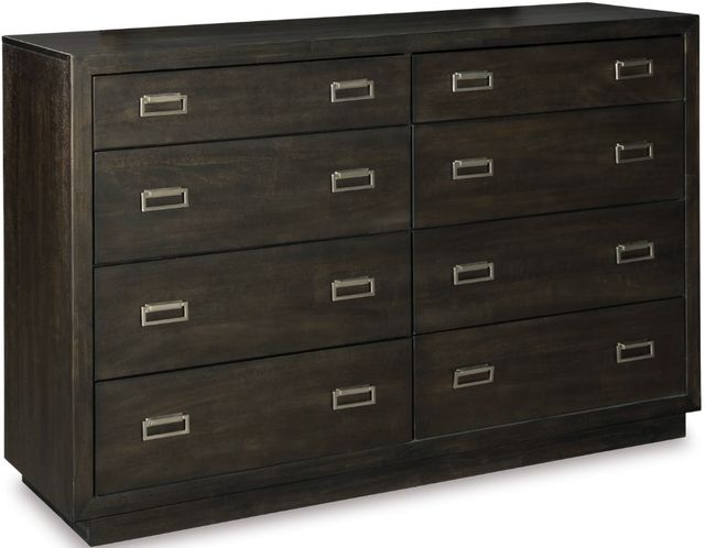 Signature Design by Ashley® Hyndell 3-Piece Dark Brown King Upholstered Panel Bed Set-2