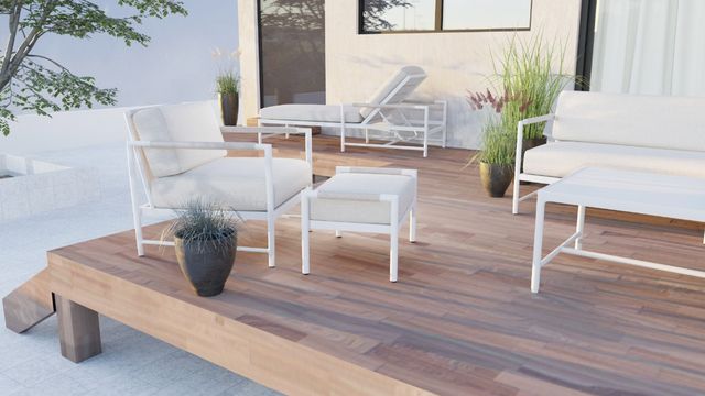 Sunset West Sabbia Natural/Satin White Aluminum/Olefin Rope Outdoor Club Chair with Echo Ash Cushion-1