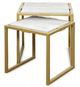 StyleCraft 2-Piece White Marble Top Nesting Table Set with Satin Brass Frame-0