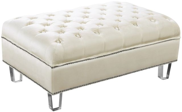 Meridian Furniture Lucas Cream Upholstered Ottoman-0