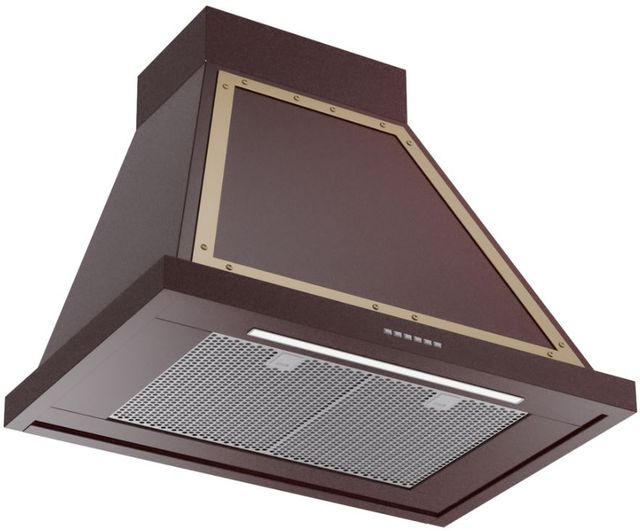 Ilve® Nostalgie II Noblesse 30" Burgundy Wall Mounted Range Hood with Noblesse Frame-1