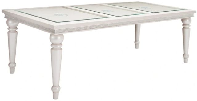 Michael Amini® Glimmering Heights Glass Top Dining Table with Ivory Base-0