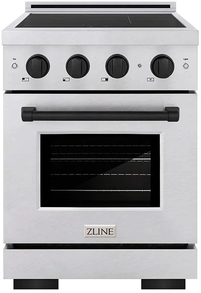 ZLINE Autograph Edition Paramount 24" Satin Stainless Steel Pro Style Induction Range with Matte Black Accents-0