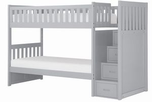 Rowe Gray Twin-Over-Twin Step Bunk Bed