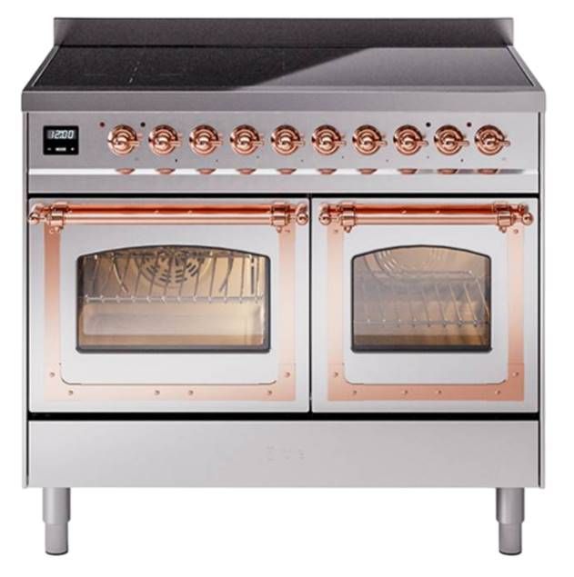 Ilve® Nostalgie II Noblesse 40'' Stainless Steel Pro Style Induction Range with Copper Trim-0