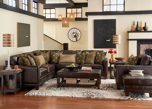Flexsteel® Port Royal Brown Cocktail Ottoman-1