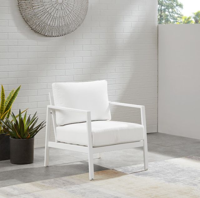 Linon Alora White Aluminum/Fabric Outdoor Armchair-1