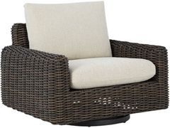 Signature Design by Ashley® Kimora Beige/Dark Brown Wicker Outdoor Swivel Lounge Chair
