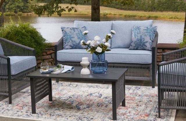 Signature Design by Ashley® Bridges Beach 4-Piece Black/Gray Aluminum/Fabric Outdoor Conversation Set-4