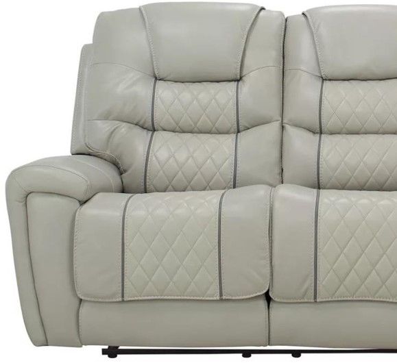 Corinthian Furniture Mcgregor Cream/Light Gray Power Reclining Sofa with Dropdown Table-1