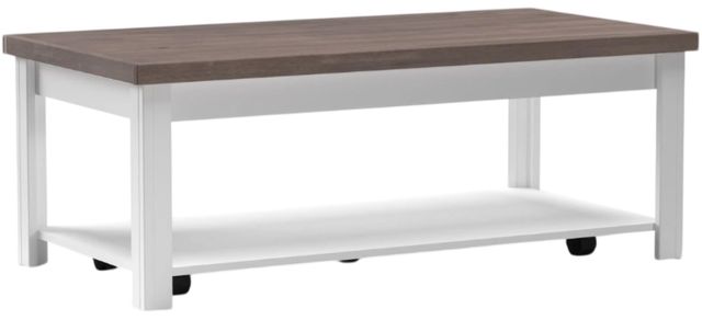 Legends Home Hampton Barnwood Coffee Table with Jasmin White Base-0