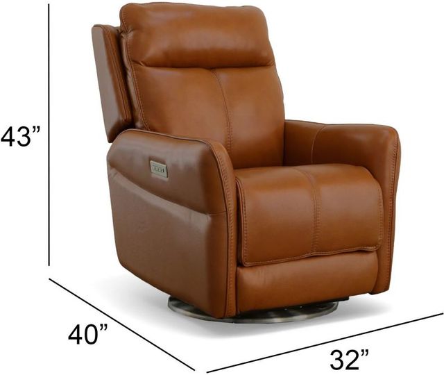 Flexsteel® Spin Dark Orange Swivel Power Recliner with Power Headrest and Lumbar-4