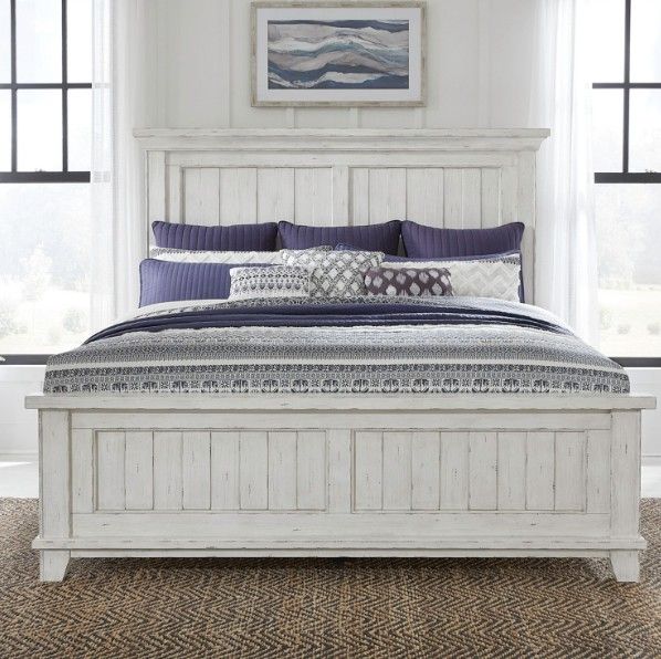 Liberty Furniture River Place Riverstone White King Panel Bed-1