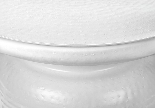 Monarch Specialties Inc. White Textured Iron Bell Pedestal Drum Table-3