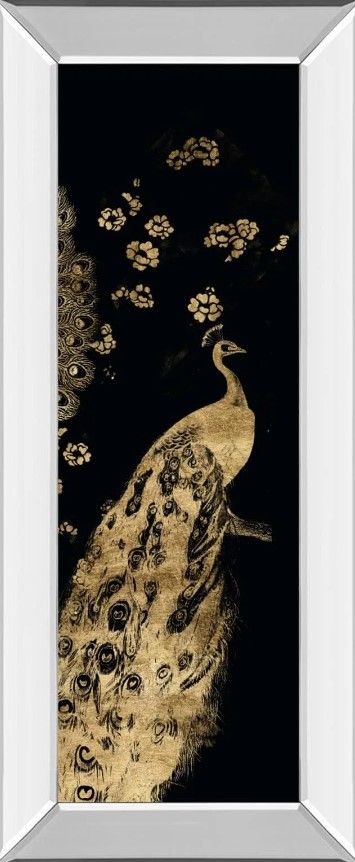 Classy Art Gilded Peacock Triptych III by Jennifer Goldberger Mirror Framed Wall Art-0