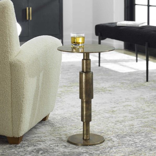 Uttermost® Descend Antique Gold Accent Table-1