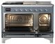 Ilve® Majestic III 48" Blue Gray Pro Style Dual Fuel Liquid Propane Range with 5 Black Brass Burners and Chrome Trim-1