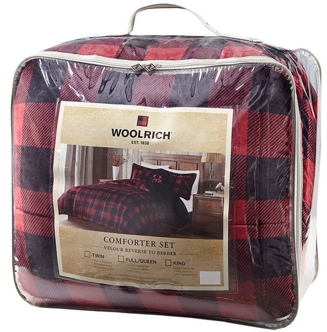 Olliix by Woolrich Alton Black Buffalo Check and Red Twin Plush to Sherpa Down Alternative Comforter Set-3