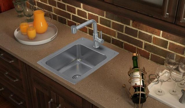 Elkay Lustertone® Classic Lustrous Satin 17" x 22" x 7-5/8" 3-Hole Single Bowl Drop-In Sink with Perfect Drain®-1