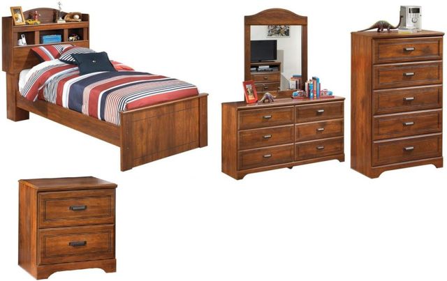 Signature Design by Ashley® Barchan 5-Piece Medium Brown Twin Bookcase Bed Set-0
