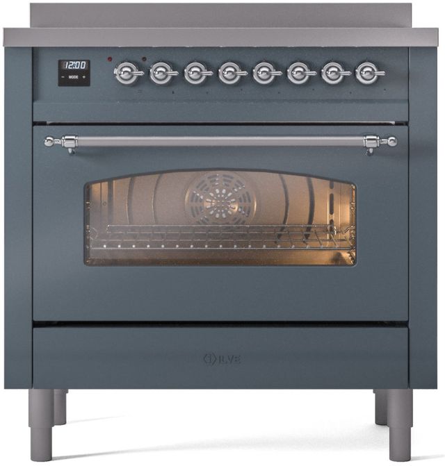 Ilve® Nostalgie II Series 36" Blue Grey Pro Style Induction Range-2