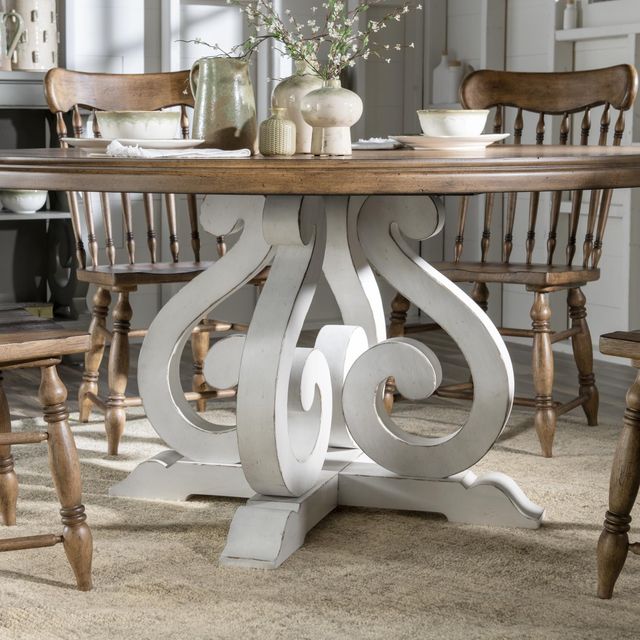 Legacy Classic Vintage Market Barnwood Oak Dining Table with Picket Fence Base-4