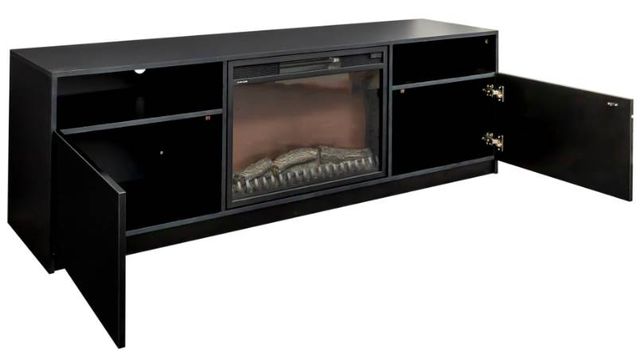 Mazin Furniture Amari Glossy Black 70" TV Stand with Fireplace-2