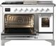 Ilve® Majestic III 48" White Pro Style Dual Fuel Natural Gas Range with 5 Black Brass Burners and Chrome Trim-2