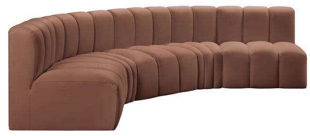 Meridian Furniture Arc 5-Piece Cognac Leather Sectional-1