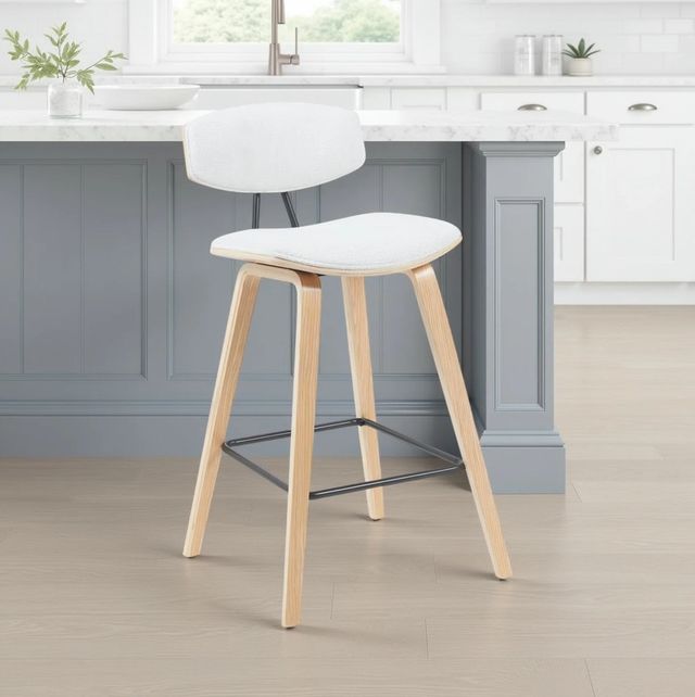 Armen Living Fox 2-Piece Oak/White Counter Stool Set-1