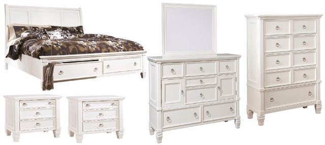 Millennium® by Ashley® Prentice 6-Piece White Queen Storage Sleigh Bed Set-0