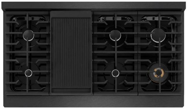 ZLINE Autograph Edition Paramount 48" 6.7 cu. ft. Black Satin Stainless Steel Dual Fuel Range with Champagne Bronze Accents-2