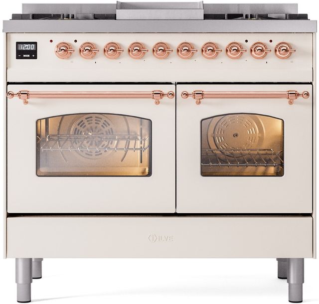 Ilve Nostalgie II 40" Antique White Freestanding Dual Fuel Range