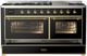 Ilve® Majestic III 60" Glossy Black Pro Style Dual Fuel Liquid Propane Range with Triple Glass Door and Brass Trim-3