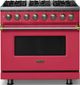 Viking® 5 Series 36" Valentine Pro Style Dual Fuel (NG) Range with Brushed Brass Trim-0