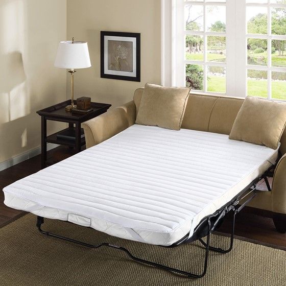 Olliix by Madison Park Essentials White Waterproof Quilted Microfiber Queen Frisco Sofa Bed Pad-1