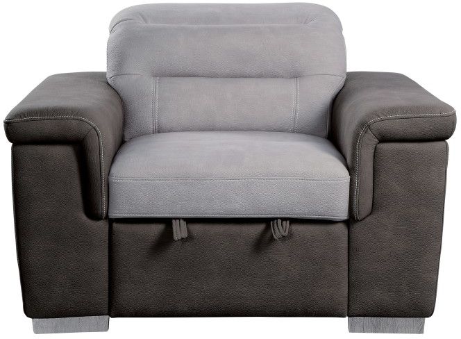 Mazin Furniture Alfio Gray Chair with Pull-out Ottoman Seidel's
