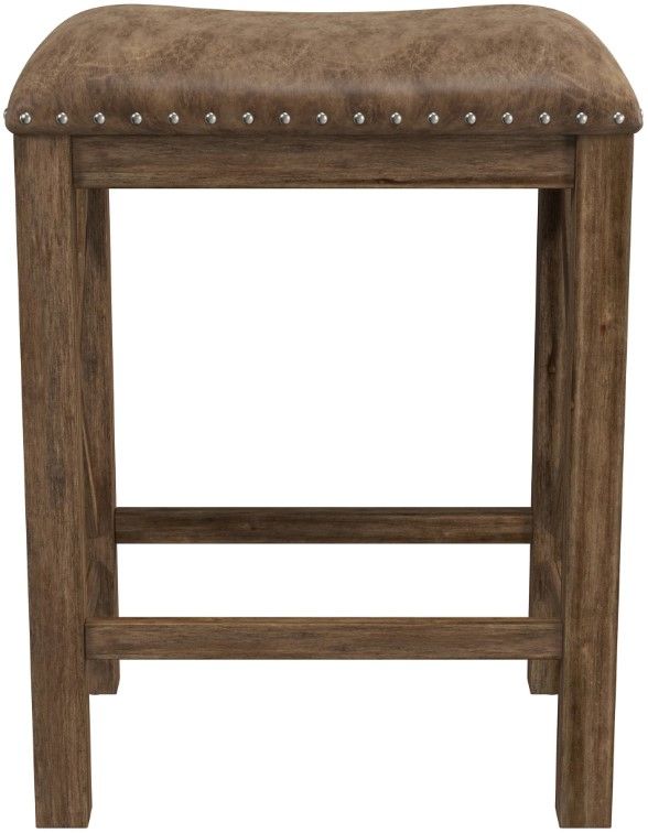 HH2 Home Willow 2-Piece Rustic Antique Walnut Counter Stool Set-2
